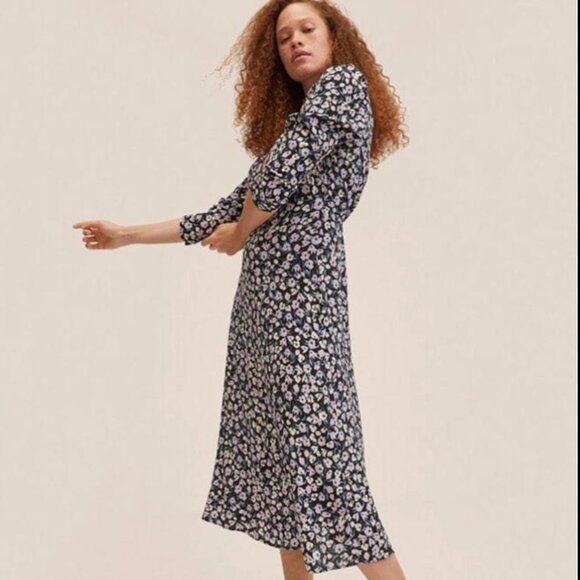 NWT MANGO Floral Print Midi Dress Size S - Picture 4 of 5